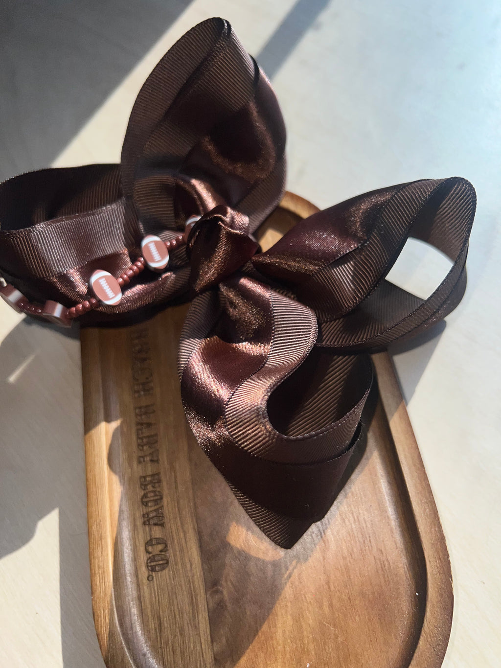 5” football bow on clip