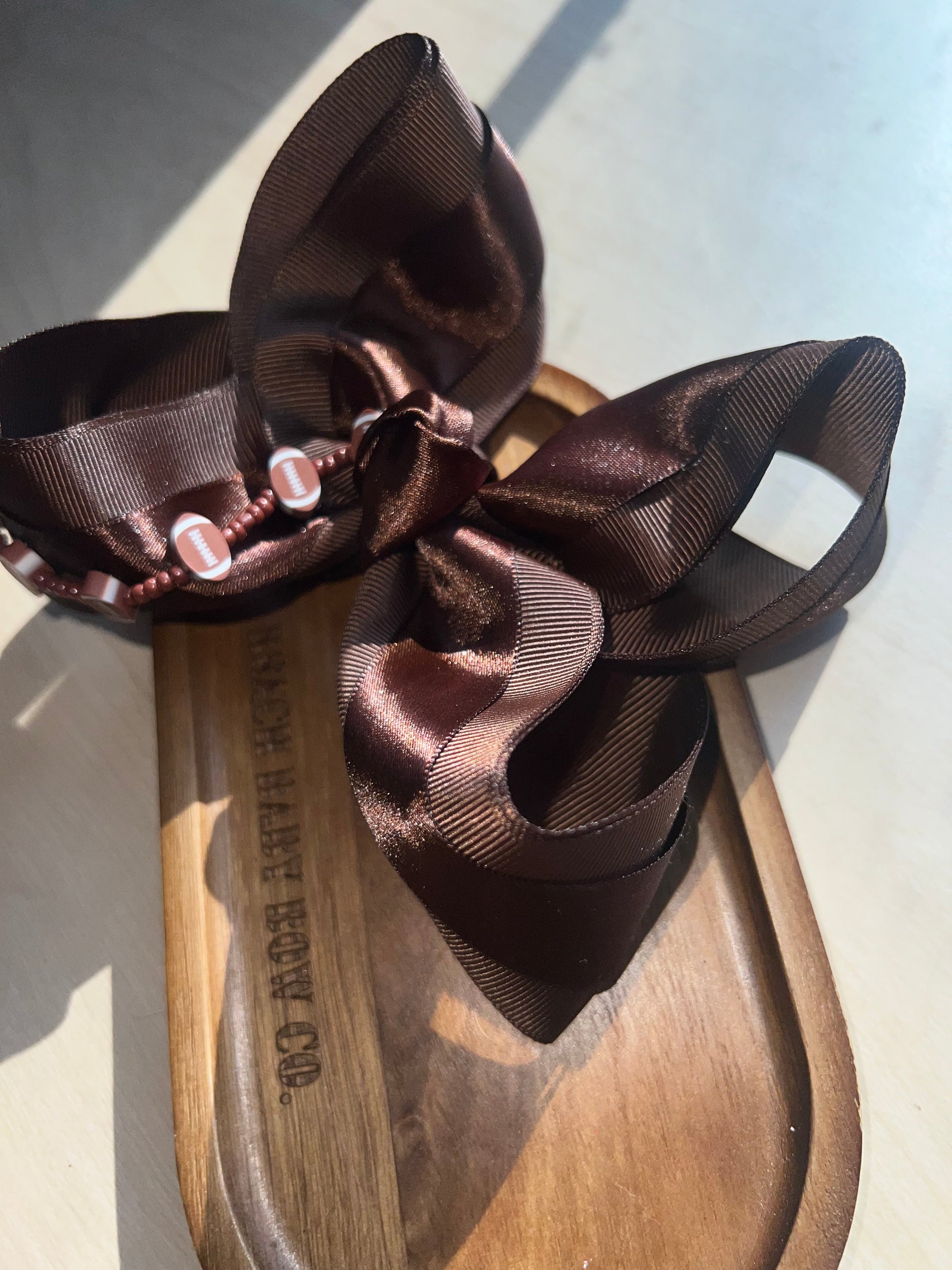 5” football bow on clip
