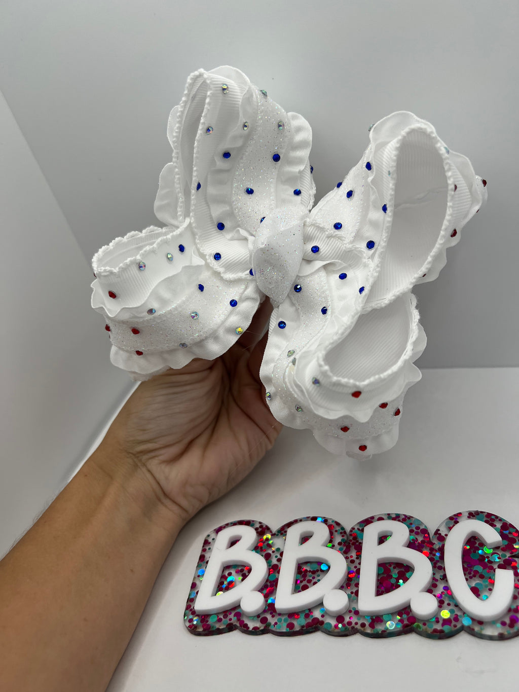 4” USA sparkle on clip