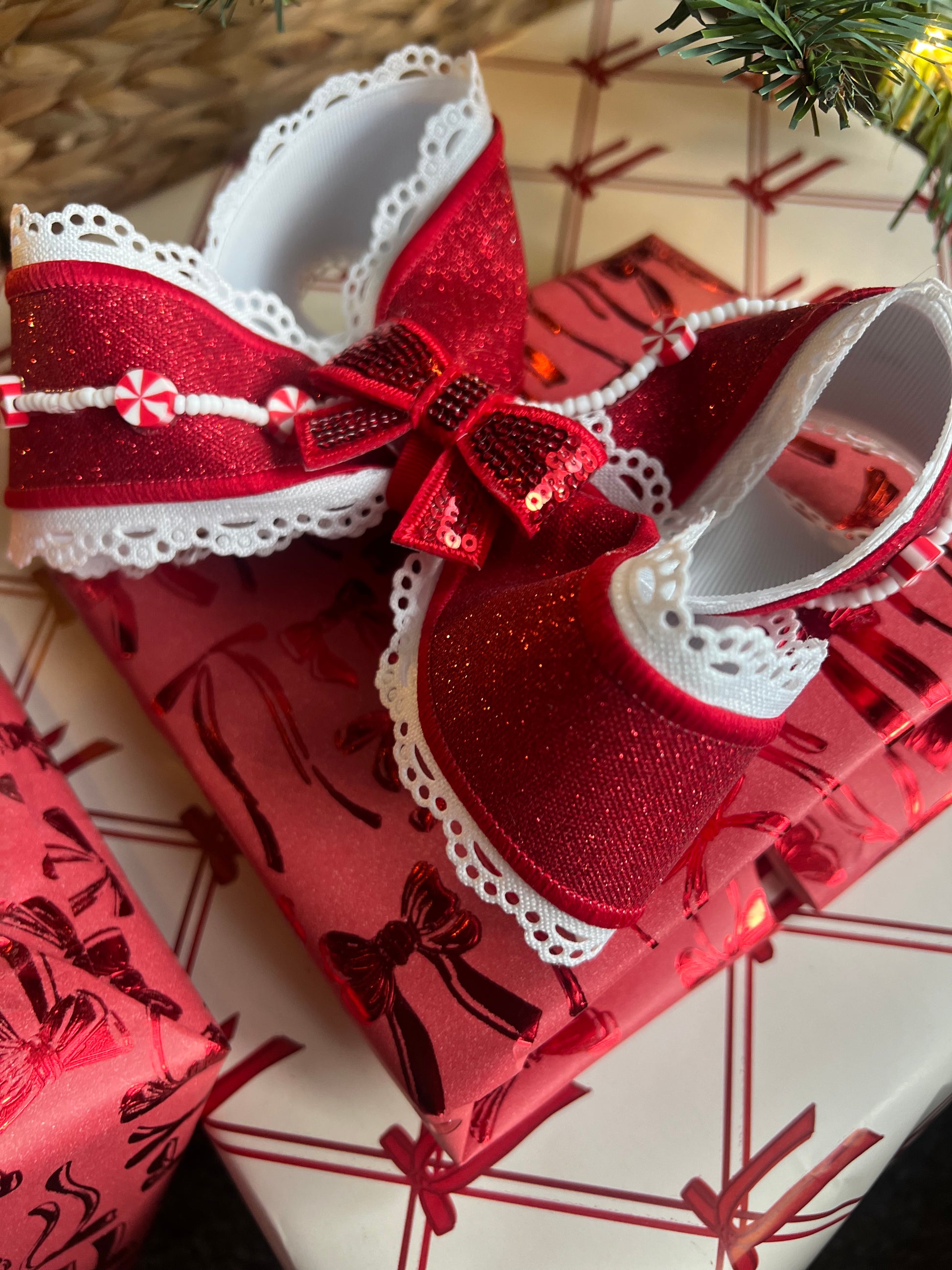 6” preppy peppermints on clip