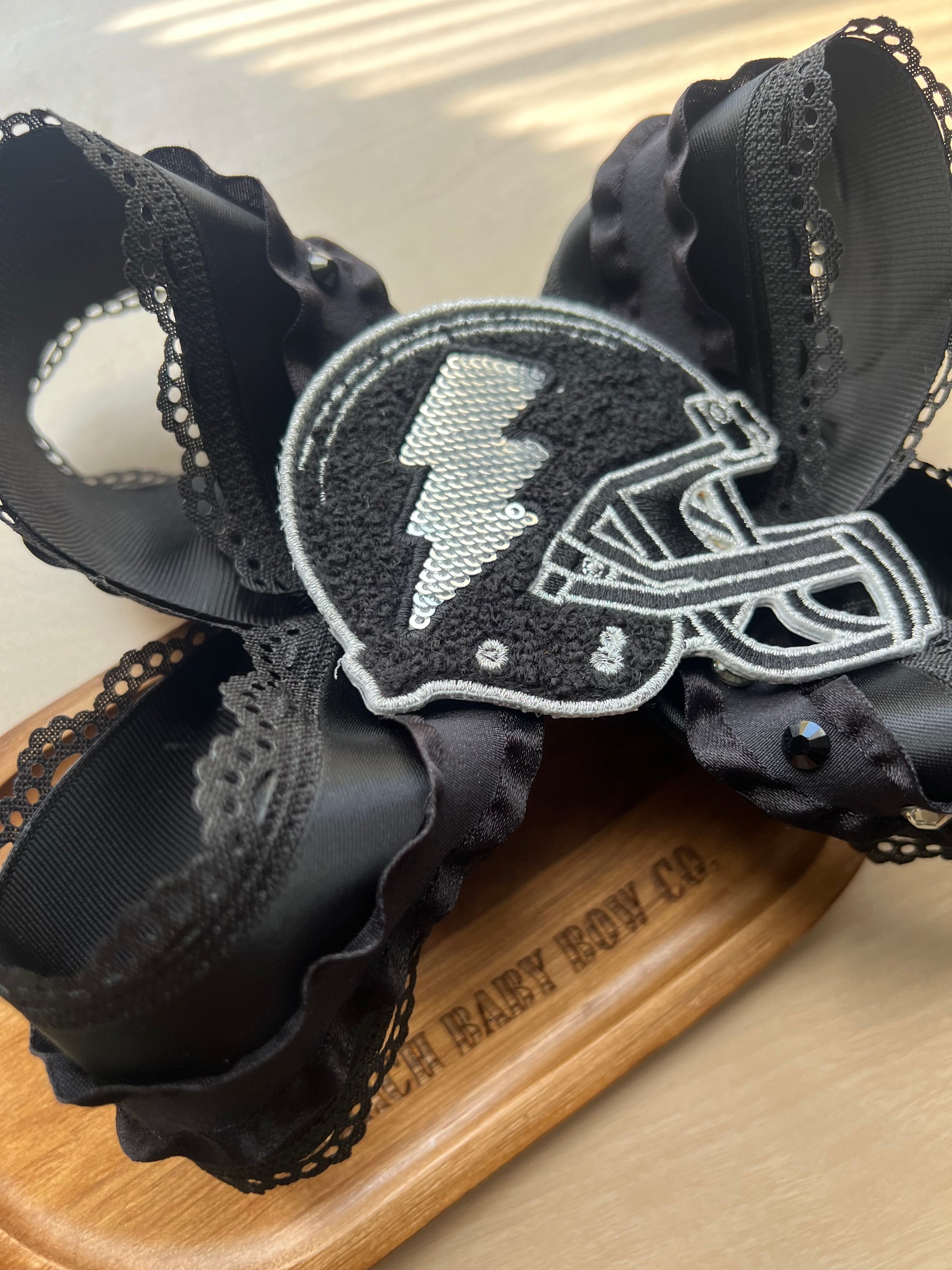 7” football glitzy glam bow