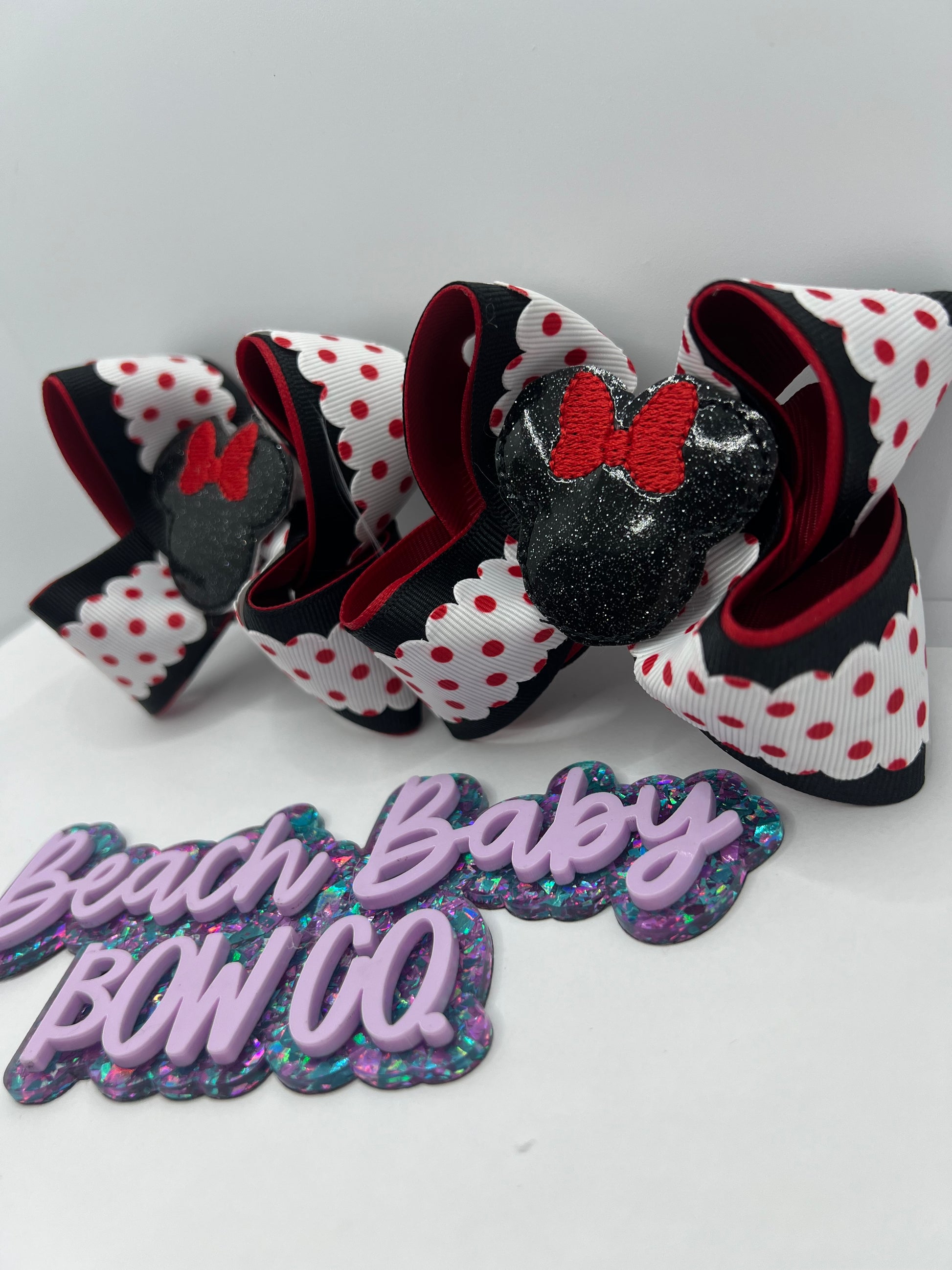 4” polka dot bow piggies