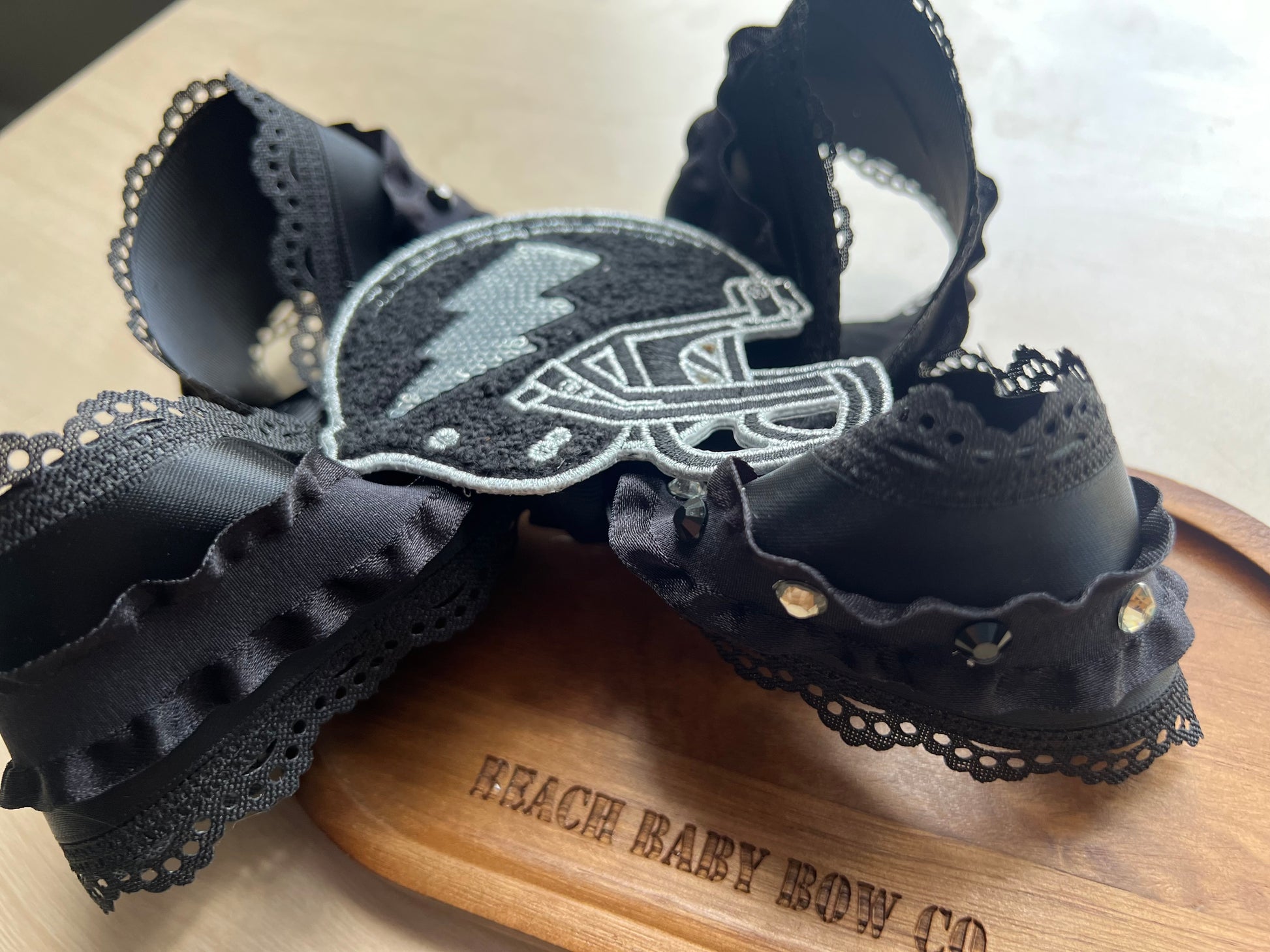 7” football glitzy glam bow
