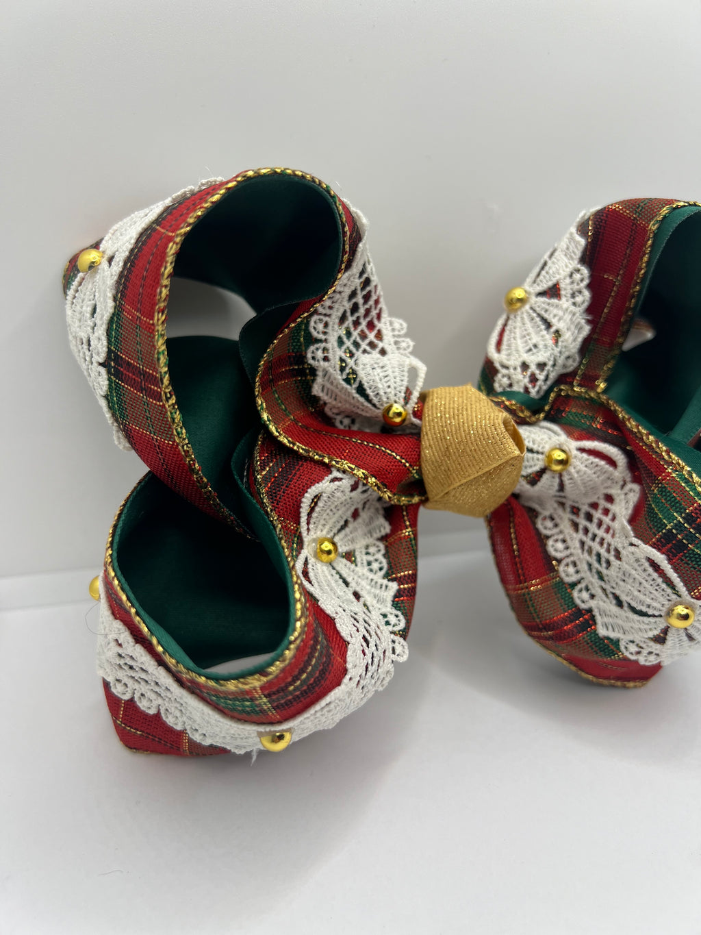 6” bows & merry plaid on clip