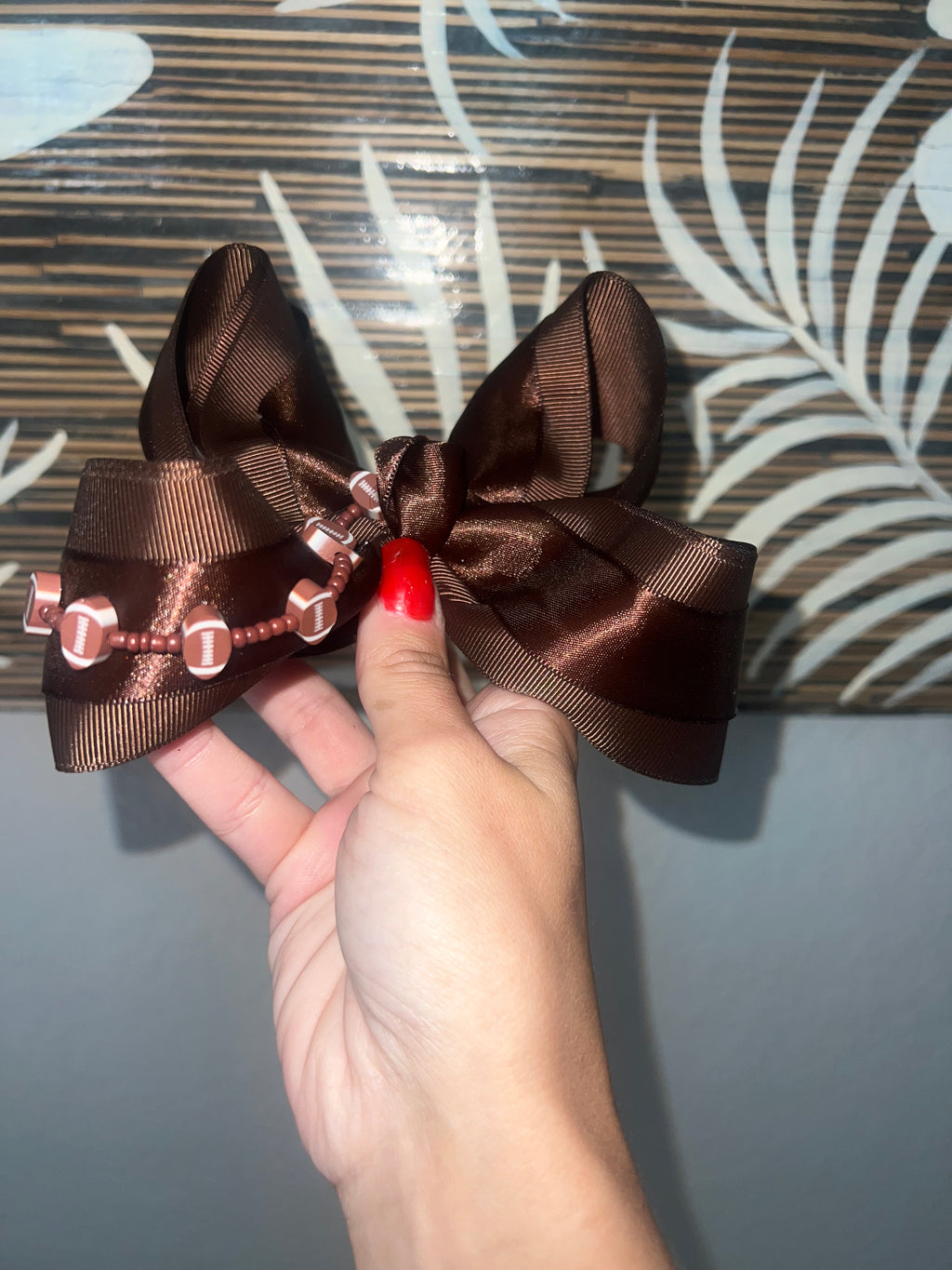 5” football bow on clip