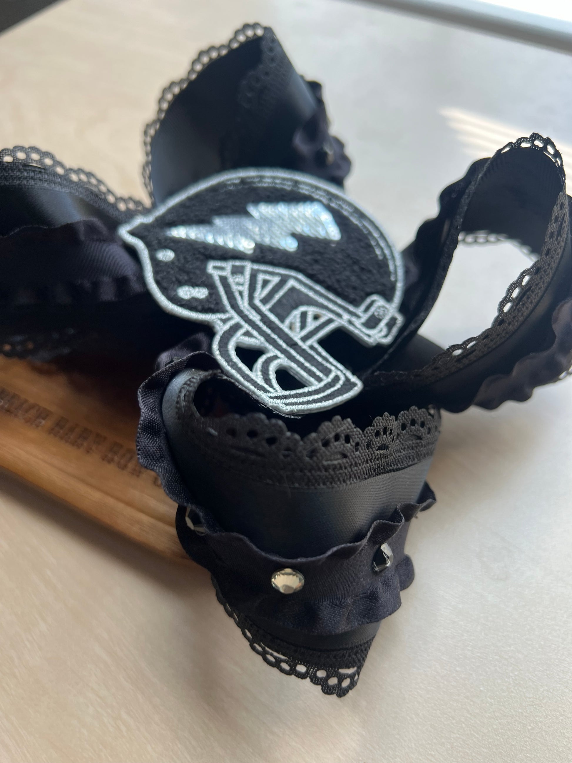 7” football glitzy glam bow