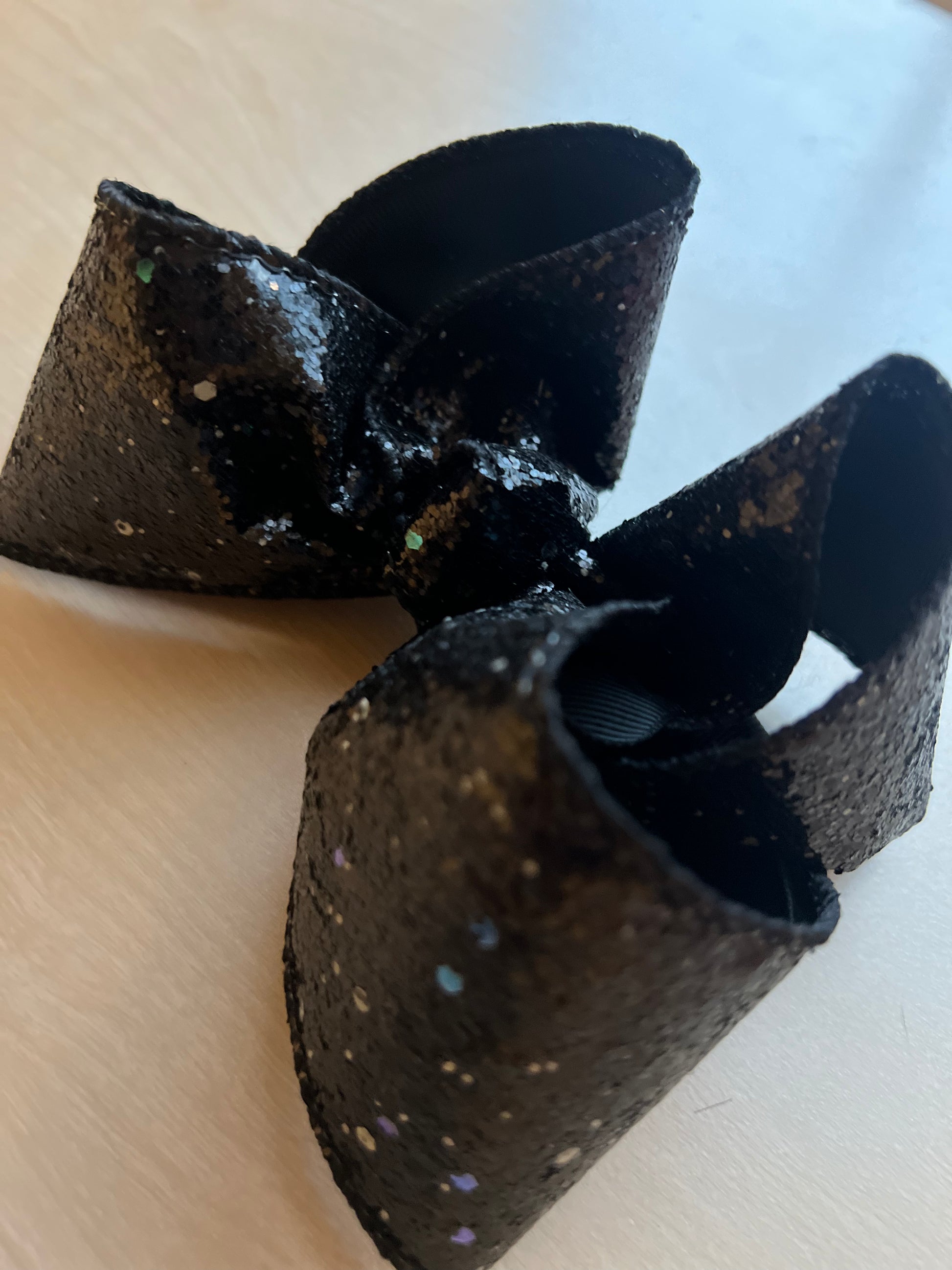 5 1/2 inch chunky black glitter on clip