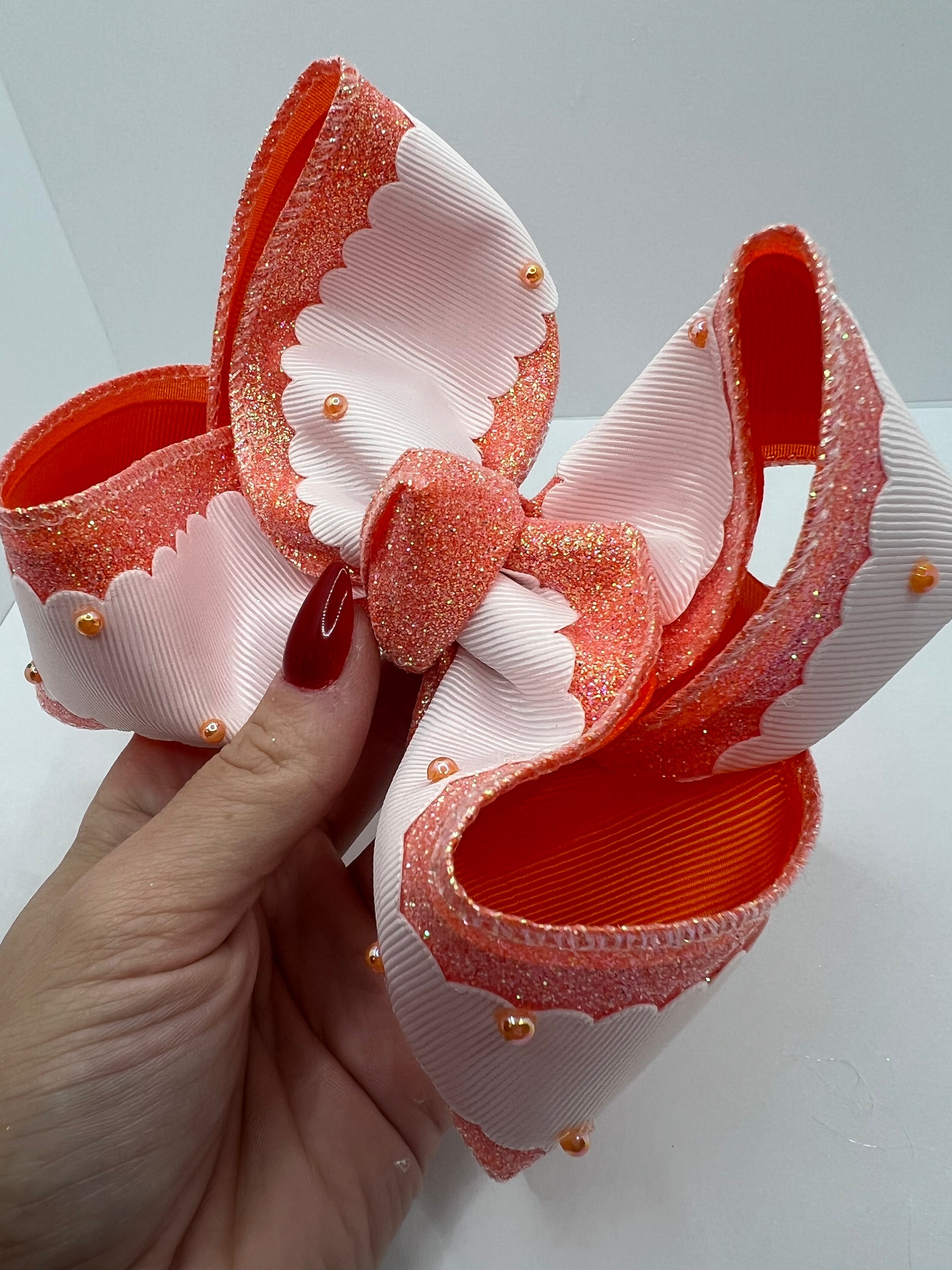5” peaches & pearls on clip