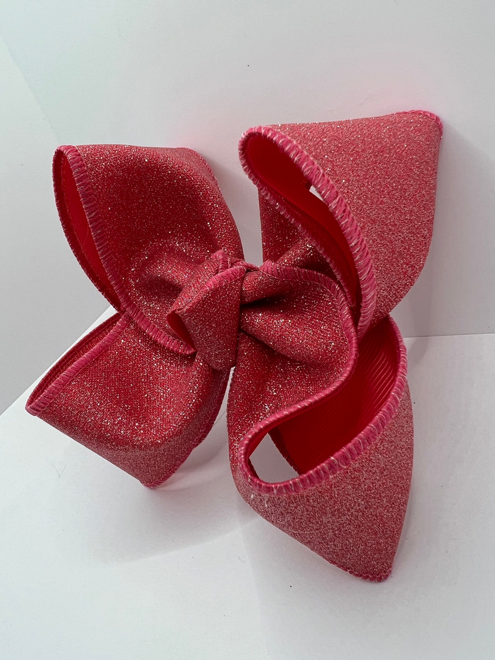 4” pink fine shimmer on clip