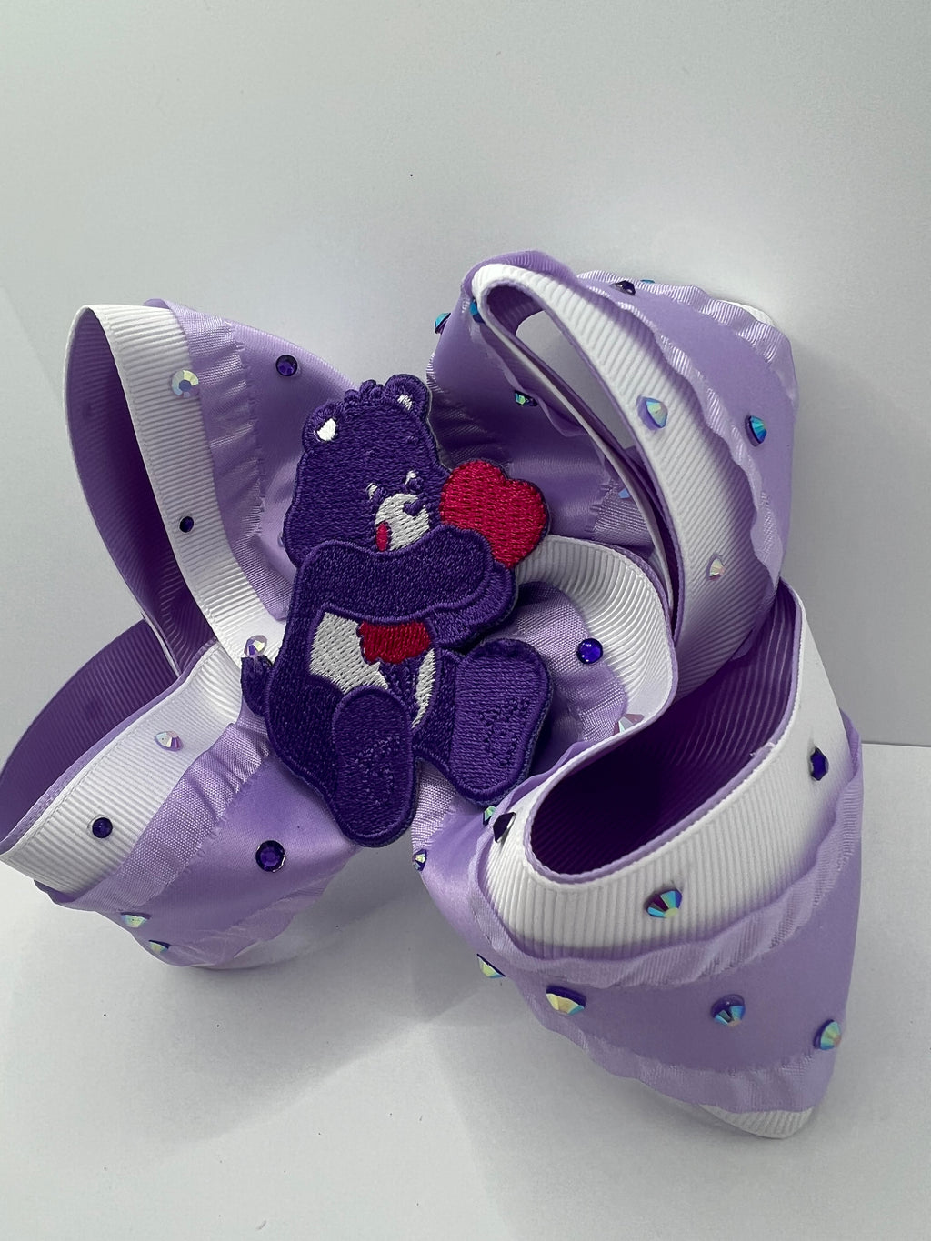 5” purple rhinestone bear on clip