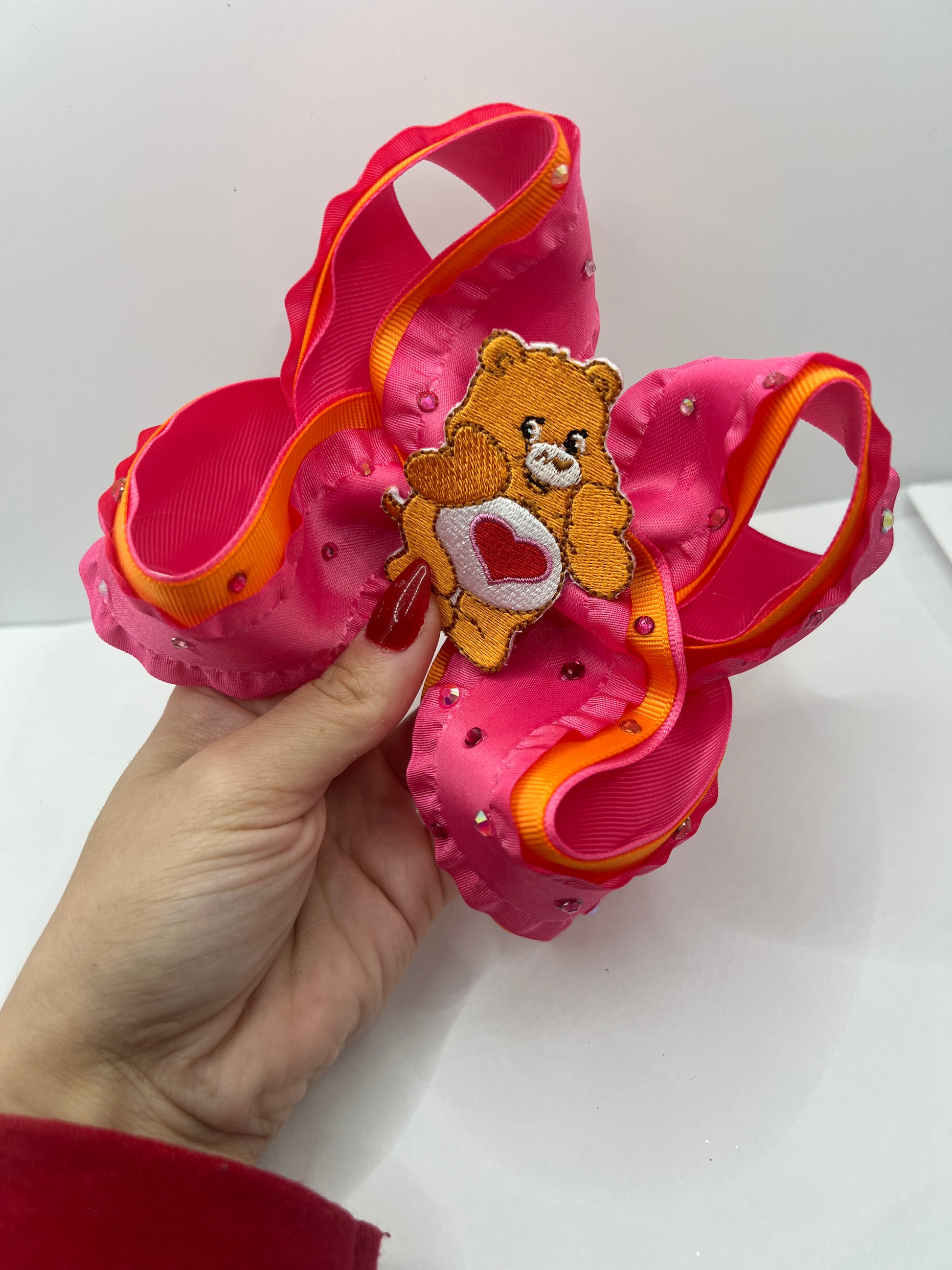 5” pink bear glam on clip