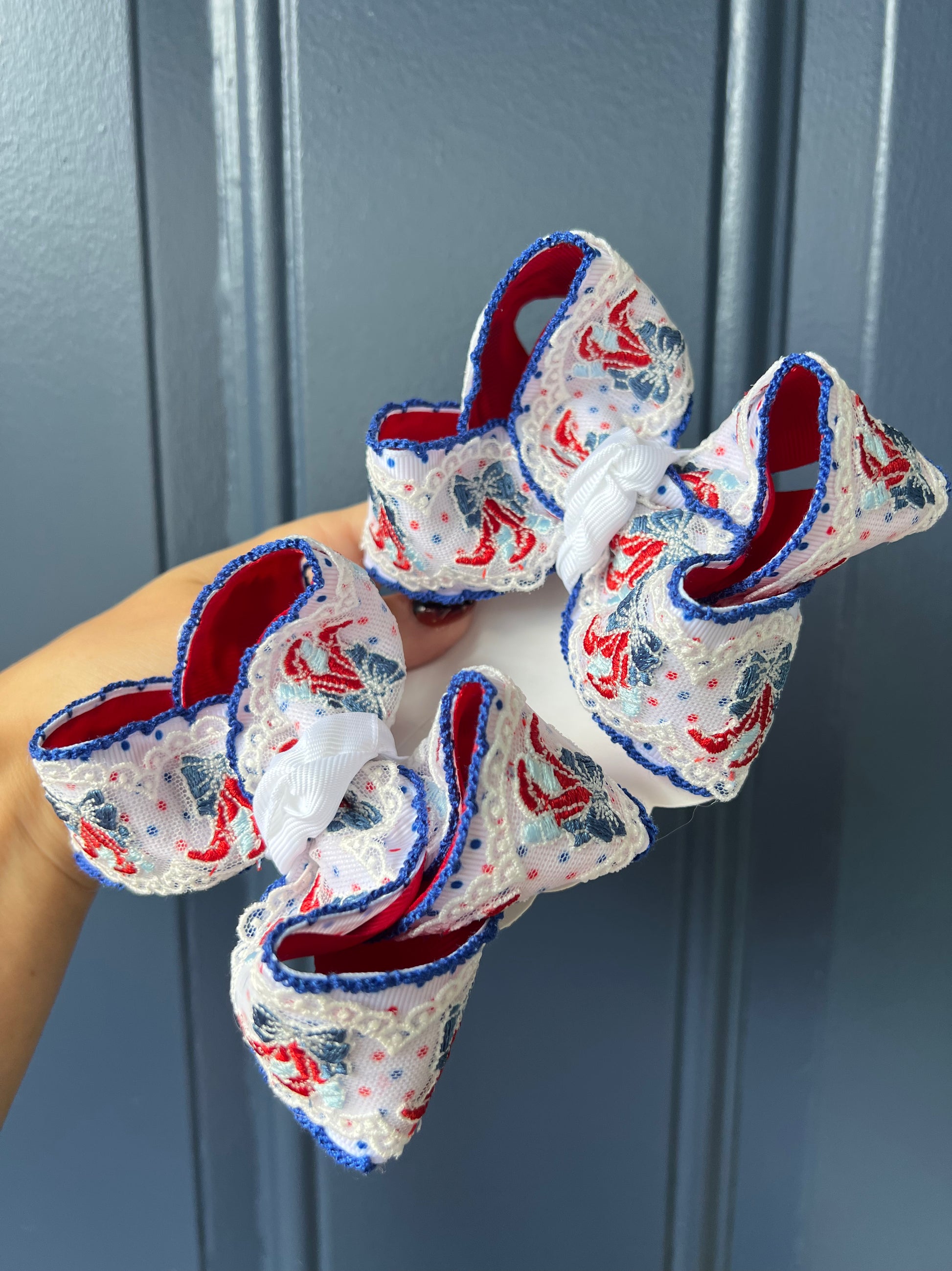 4” red white & boots piggies