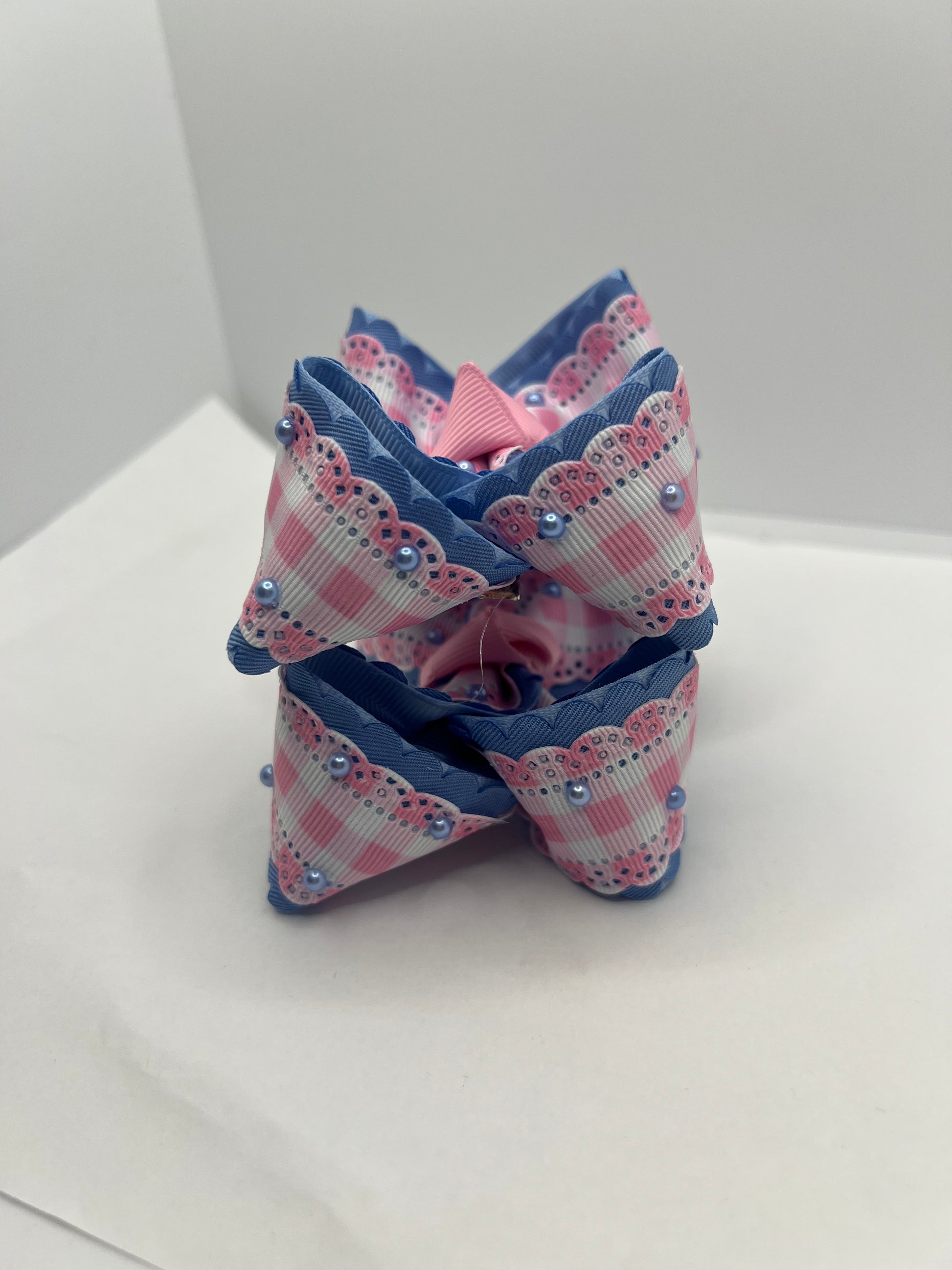 3 1/2” plaid celebration piggies with pearls